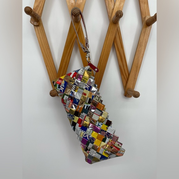 Nahui Ollin Handbags - Nahui Ollin Handcrafted Multicolor Candy Wrapper Woven Clutch